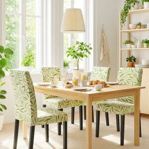 IKEA BERGMUND Chair Cover FÅGELFORS Green Leaf Print Dining Slipcover NWT